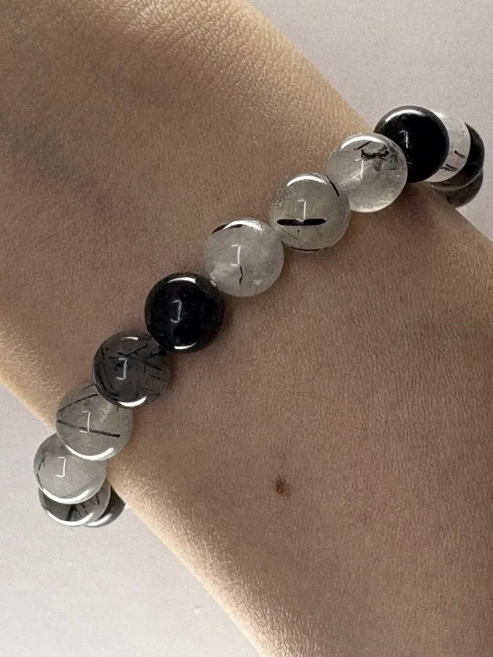 8mm Natural Black Rutilated Quartz Bracelet Root Chakra Protection Healing Gift